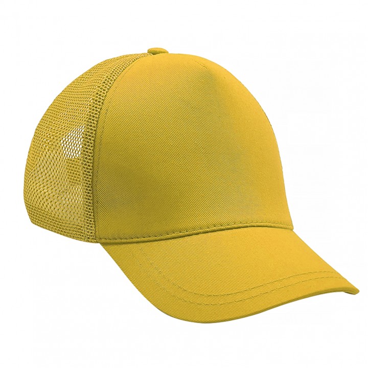 Sarı Pamuk Gabardin 5 Panel Solar Mesh Fileli Promosyon Şapkası
